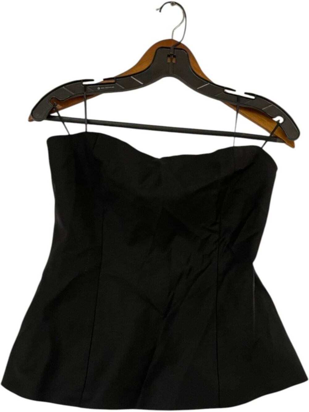 Zara Womens Wool Blend Bustier Top Size M Black Strapless Peplum 3067/029 NWT